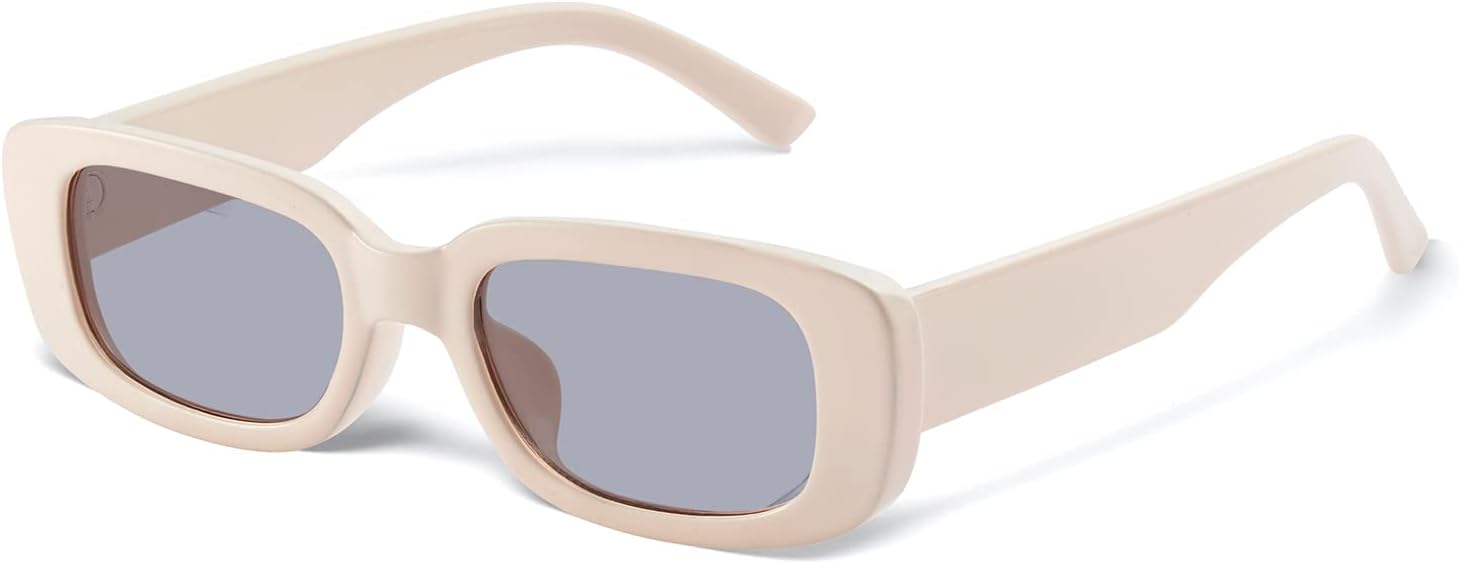 Trendy retro 90s square frame sunglasses for women, UV protection.