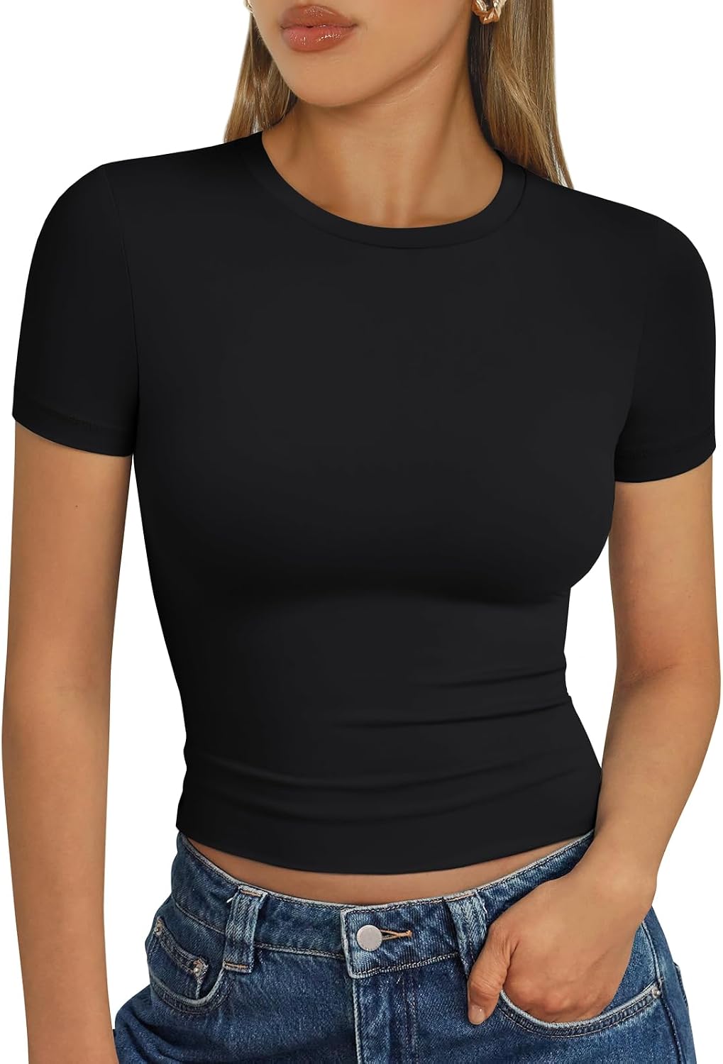 Women's buttery soft short sleeve summer t-shirt, basic tee.