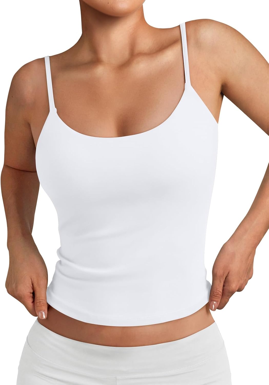 Women's double lined adjustable spaghetti strap tank top.