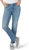 Women's mid rise straight leg jeans.