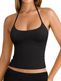 Women's halter backless double lined Y2K trendy camisole crop top.