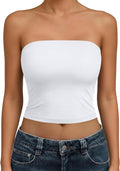 Women's strapless backless tube crop top, basic sleeveless going out spring summer outfit.