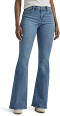 Women's mid rise flare jeans.