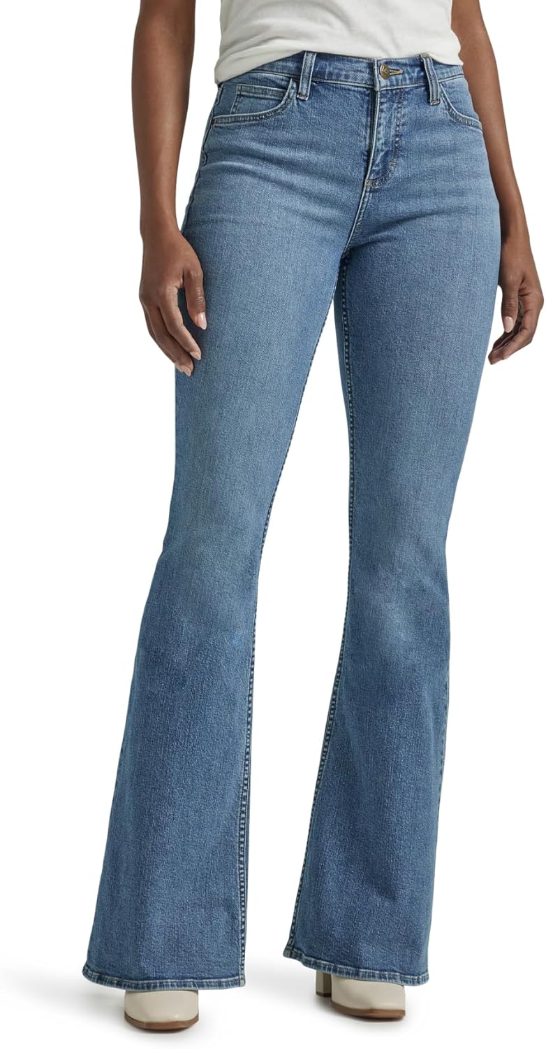 Women's mid rise flare jeans.