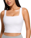 Women's square neck crop tank top, workout longline sports bra with padding.